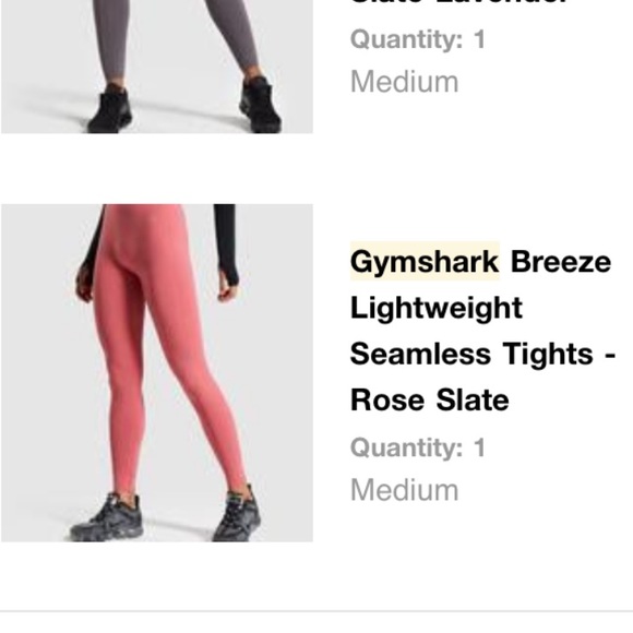 Gymshark Breeze Lightweight Seamless Tight in rose slate - size medium. - Picture 4 of 4